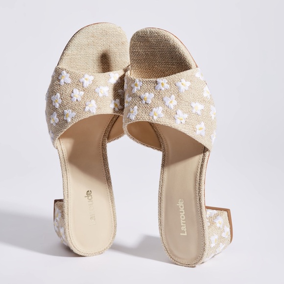 Larroude Brigitte Mule In Raw Linen Sandals - Picture 5 of 14